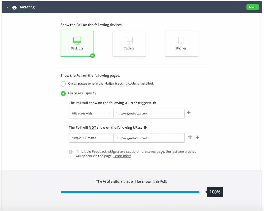 Hotjar Configuration Screen